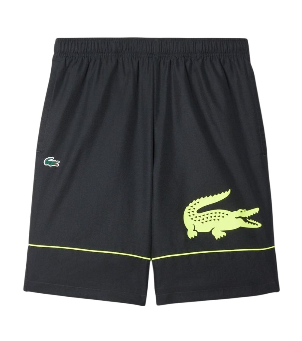 Мужские теннисные шорты Lacoste Printed Diamond Taffeta - black/flashy yellow