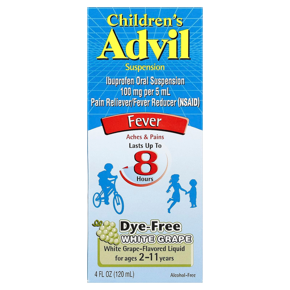 Advil, Children's Advil, Fever, для детей в возрасте от 2 до 11 лет, белый виноград, 120 мл (4 жидк. унции)