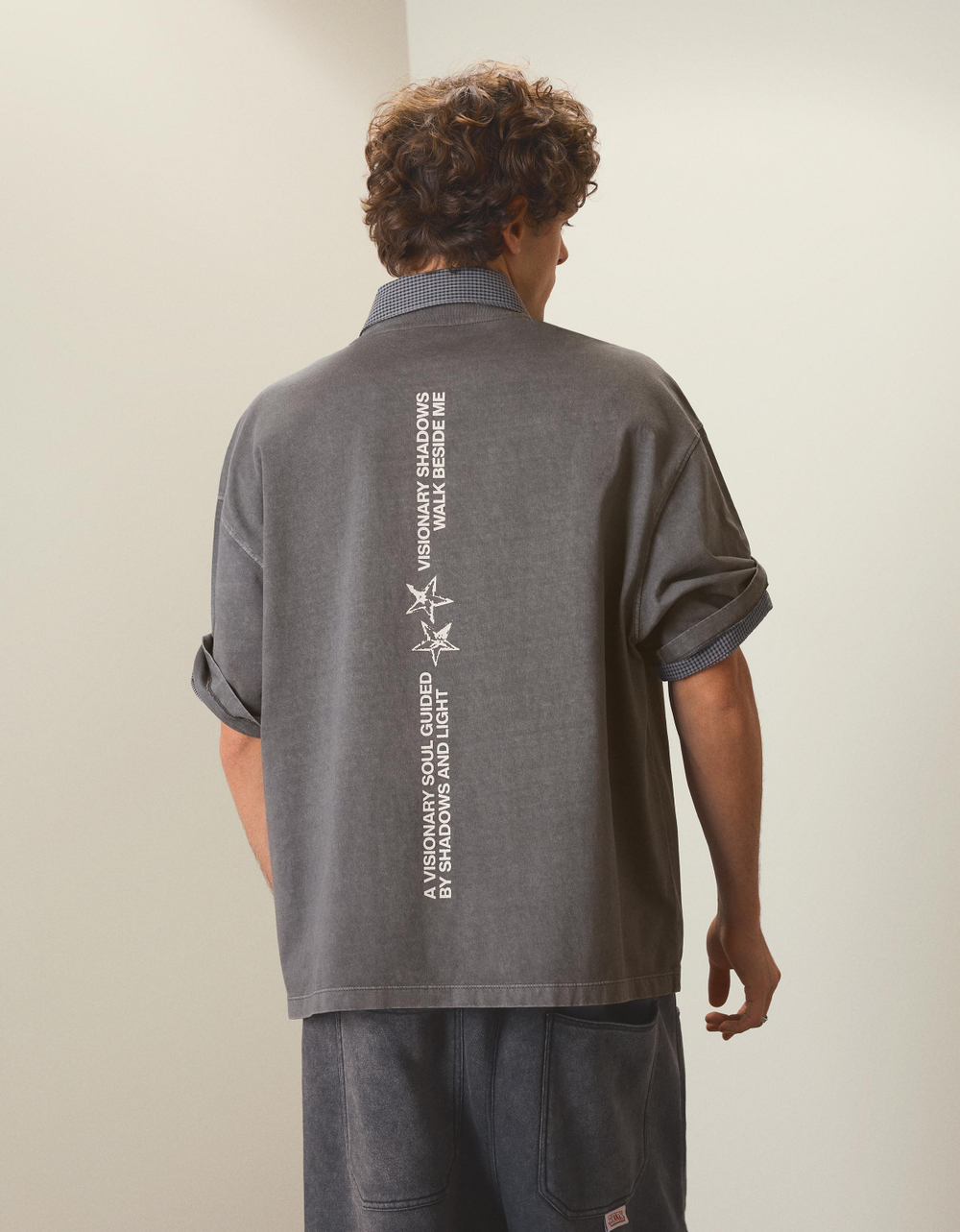 Мужская футболка boxy fit с принтом, арт. 1916/732 - BERSHKA