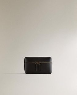 ZARA HOME КОЖАНАЯ ДОРОЖНАЯ КОСМЕТИЧКА ДЛЯ УКРАШЕНИЙ, ШОКОЛАДНЫЙ