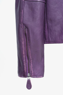 ZARA X JOHN GALLIANO КОЖАНАЯ БАЙКЕРСКАЯ КУРТКА, ФИОЛЕТОВЫЙ