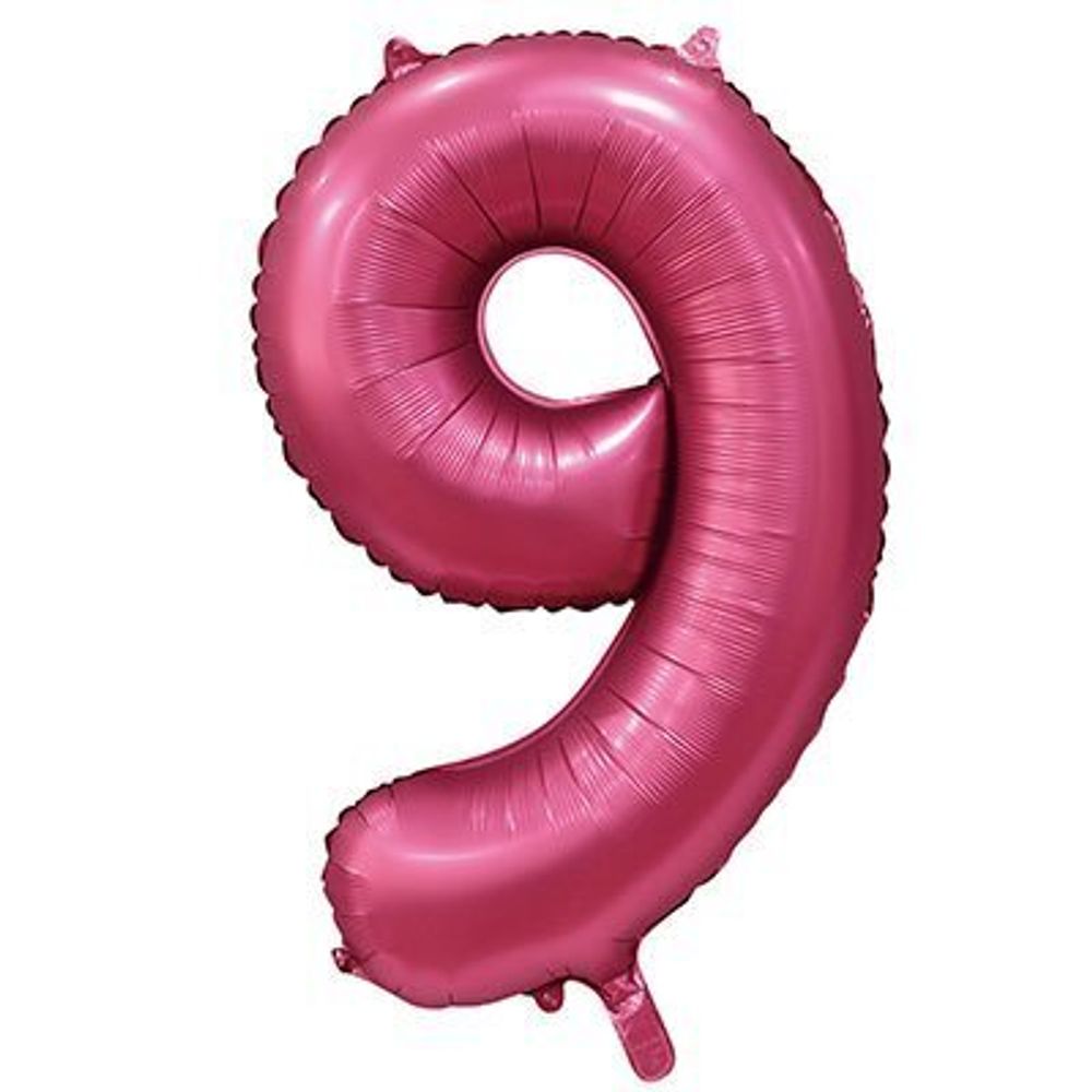 Шар фольгированный ЦИФРА "9" 40" Сатин Pomegranate с гелием