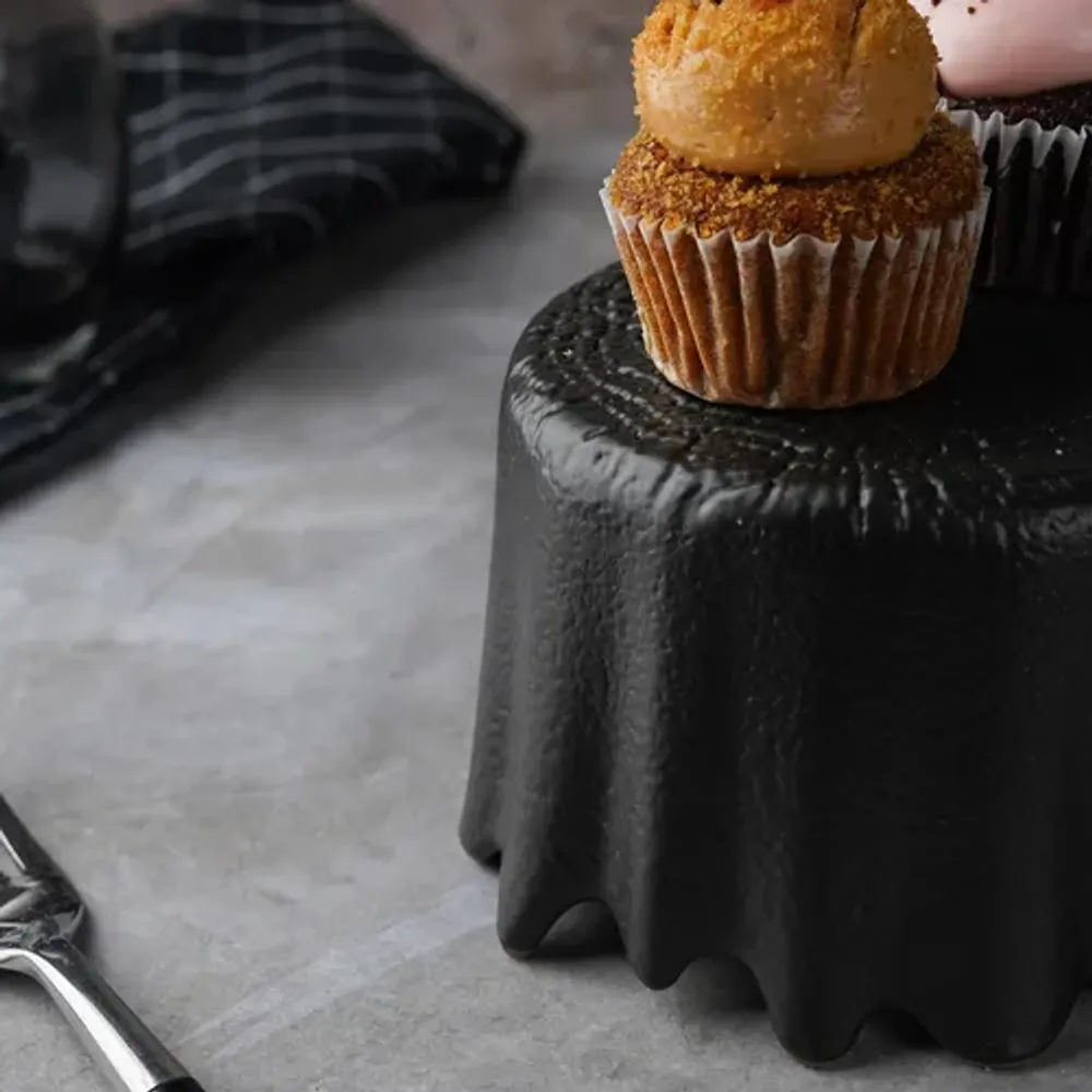 Блюдо круглое для подачи d 12 см h7 см для закусок Black Raw Wood P.L. Proff Cuisine [6]