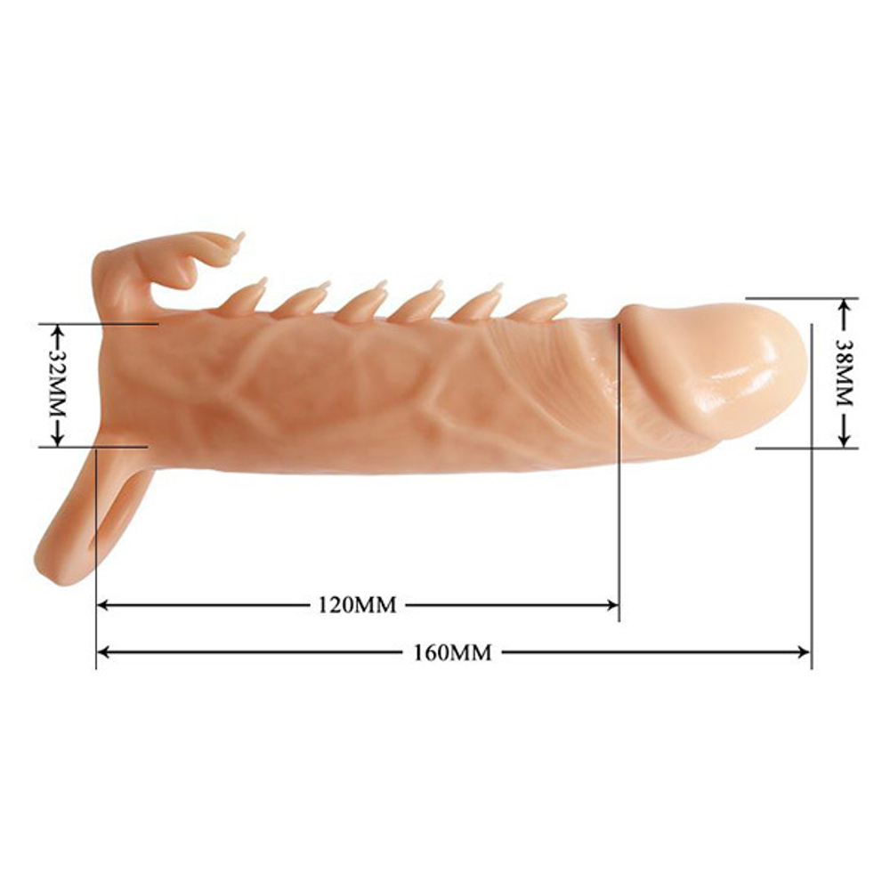 Телесная удлиняющая насадка 17см Pretty Love Penis Sleeve Emmitt BI-026246