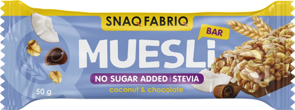 Батончик-мюсли с молоч.шок.SNAQ FABRIQ Кокос 50гр