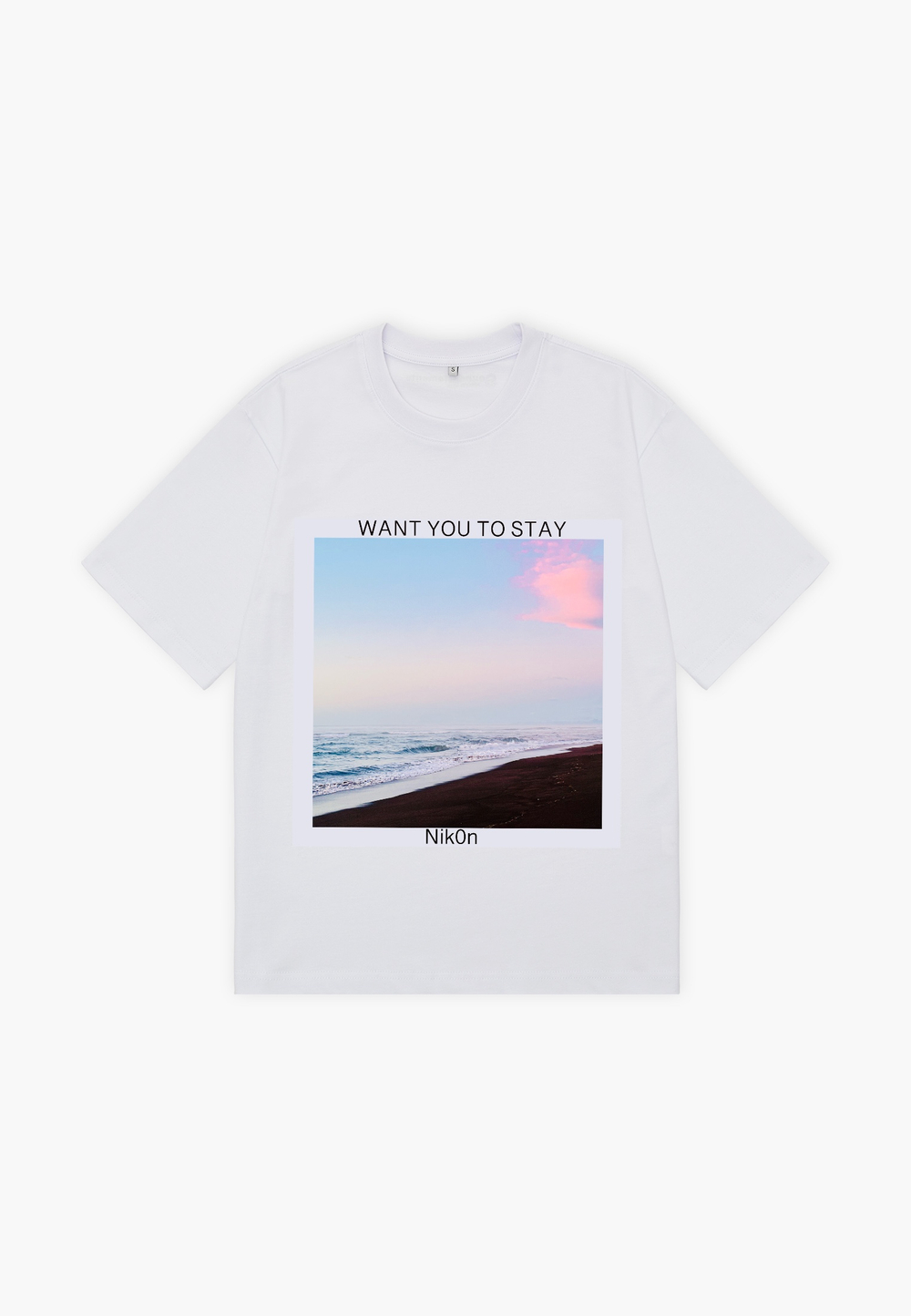 Футболка оверсайз (белый) - Want you to stay