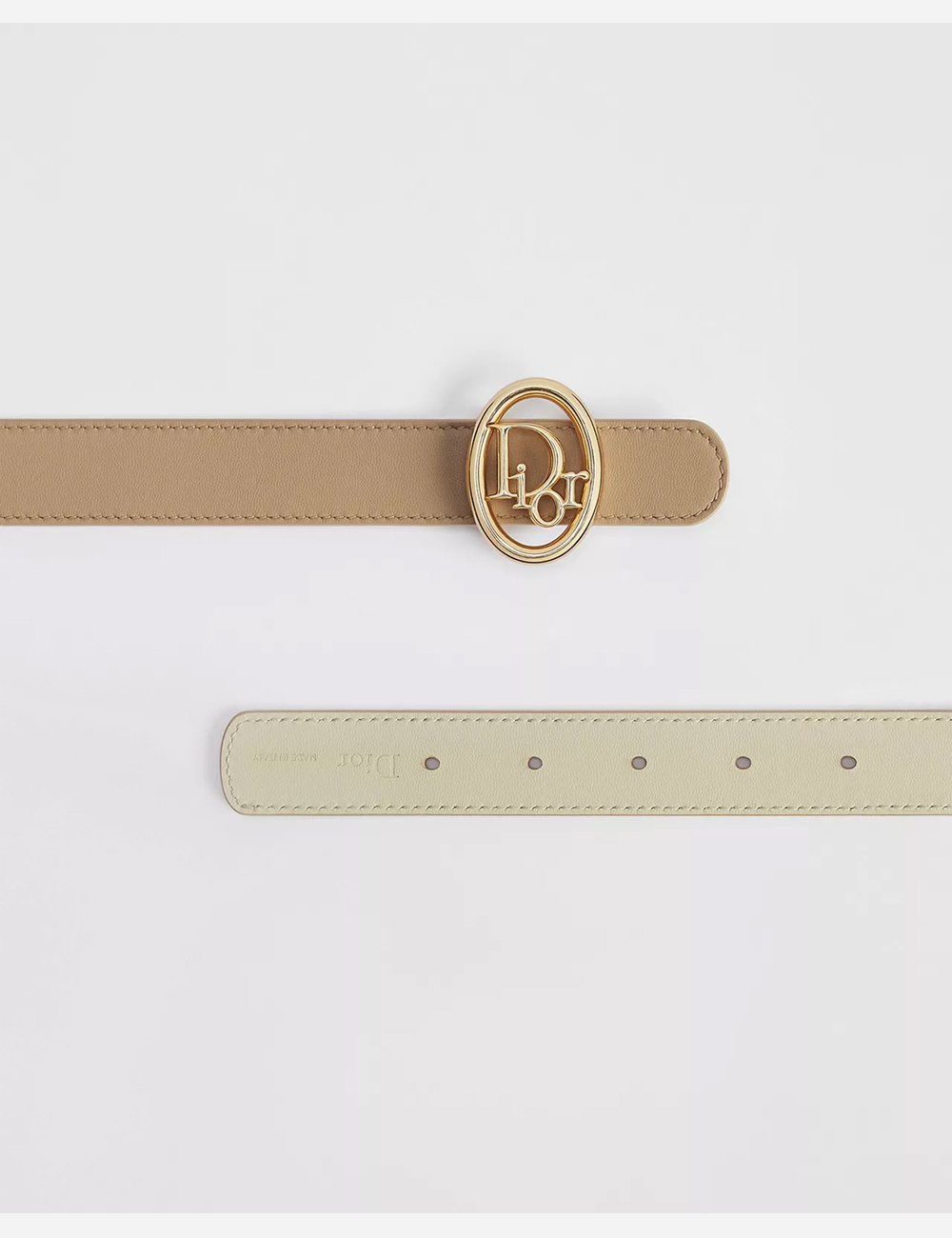 Двусторонний ремень Dior Reversible Oblique Belt 25 mm Glove and Vanilla