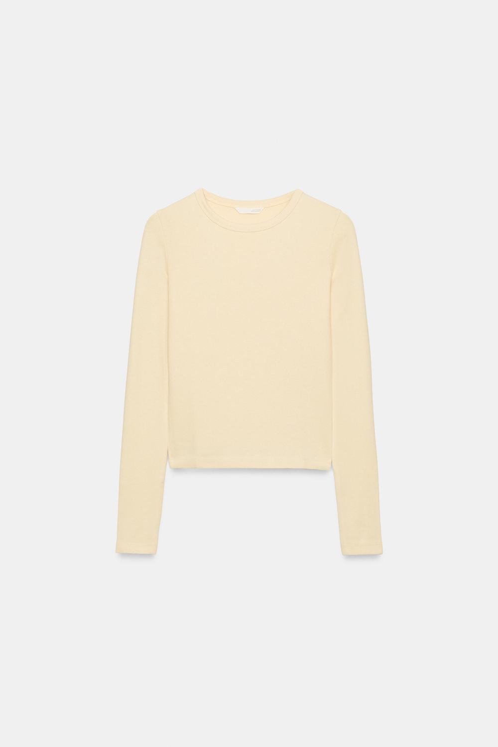 ZARA ХЛОПКОВАЯ ФУТБОЛКА С ДЛИННЫМИ РУКАВАМИ, ЖЕЛТЫЙ