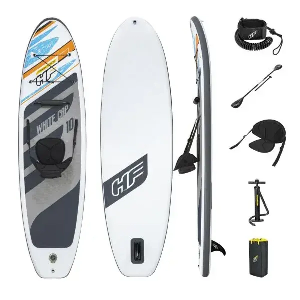 SUP-доска для плавания White Cap Convertible, 305*84*12 см + 6 аксессуаров, до 120 кг,Bestway (65341)