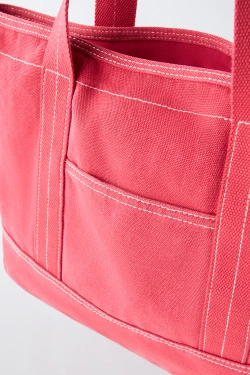 ZARA ЦВЕТНАЯ СУМКА-ШОПЕР, КРАСНЫЙ