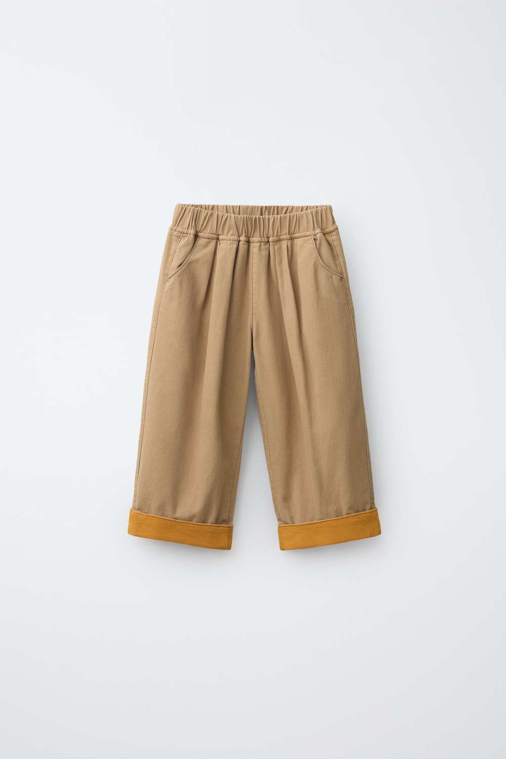 ZARA БРЮКИ BALLOON ИЗ МЯГКОГО ВЕЛЬВЕТА С ОТВОРОТАМИ, МЯГКИЙ КАШТАНОВЫЙ