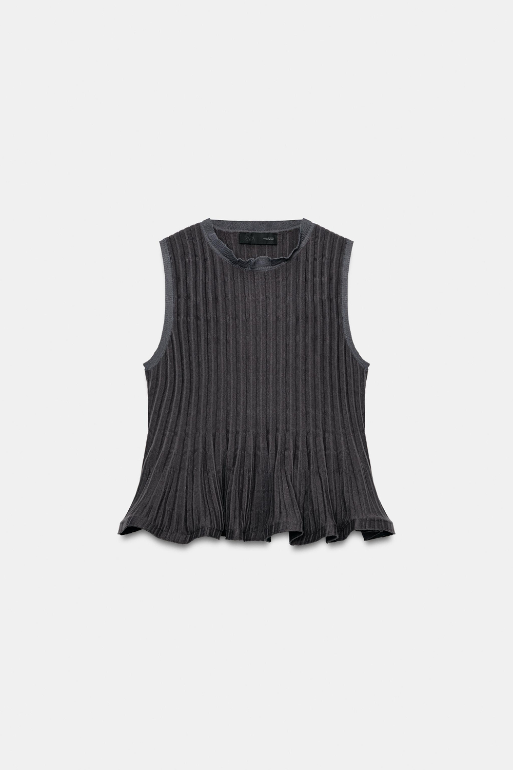 ТОП ИЗ ТРИКОТАЖА В РУБЧИК С ВОЛНИСТЫМ НИЗОМ — ZARA