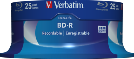 Оптический диск Verbatim BD-R 25GB 6X Datalife White Blue HardCoat, Spindle, 25 шт