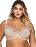Комфортный бюстгальтер plus size на косточках с боковыми поддержками (Размер: 105E) (Цвет: грязно-синий)