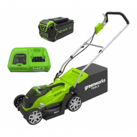 Аккумуляторная газонокосилка Greenworks G40LM35K5, 40v, 35 см,2501907UGB, с аккумулятором 5 А·ч и быстрым зарядным устройством