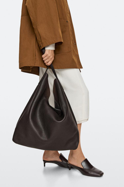 Massimo Dutti Сумка через плечо из кожи наппа, коричневый