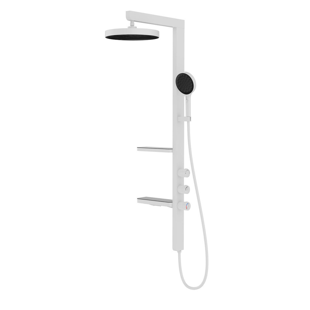 Душевая стойка Инспаер (Inspire) VSFS-3I11W с изливом, 30см верх душ, белый,