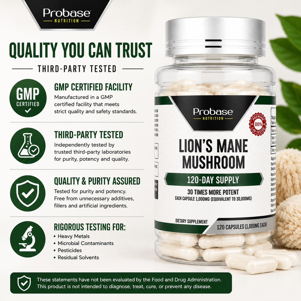 Probase Nutrition, Гриб львиная грива, 100 мг, 120 капсул