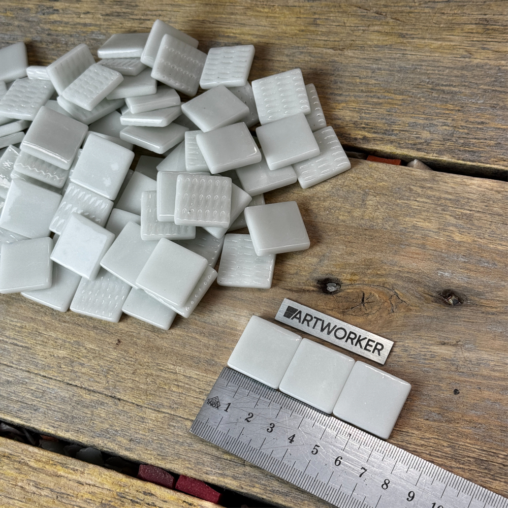 FLORY24 D01 стеклянная белая плитка 24х24х4 мм, 0,5 кг для мозаики