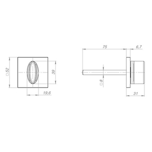Ручка поворотная FUARO BKW8x75.K.TRG52 BL-24 черный ПЛАСТИК /48365/