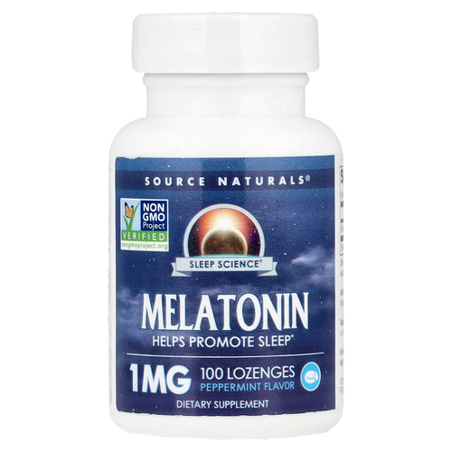 Source Naturals, Мелатонин, мята, 1 мг, 100 пастилок