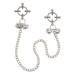Металлические зажимы для сосков на цепочке Nipple Grips 4-Point Nipple Press with Bells (Цвет: серебристый)