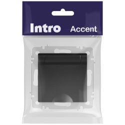 Розетка Intro Accent 6-203-05 с заземлением 2P+E Schuko с крышкой 16А-250В IP20 СУ антрацит | Intro