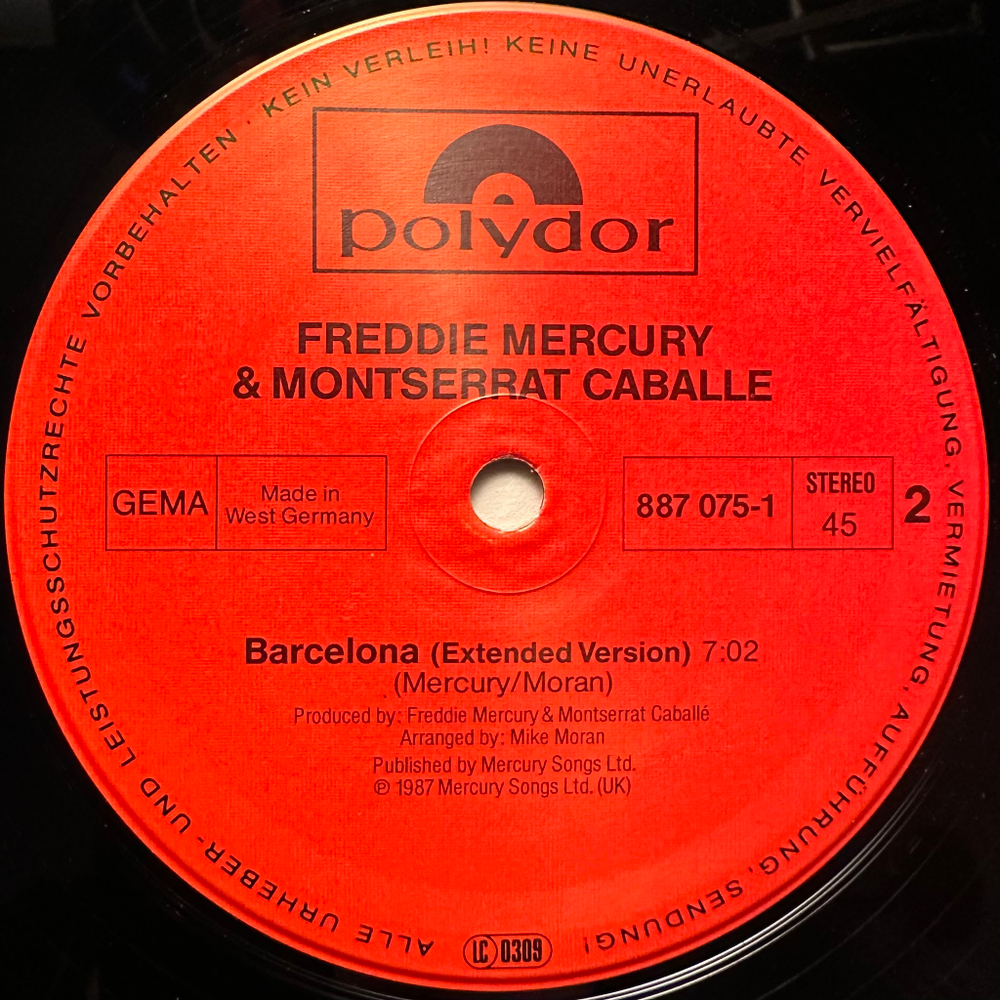 Freddie Mercury & Montserrat Caballe - Barcelona (Германия 1987г.) 12", 45 RPM