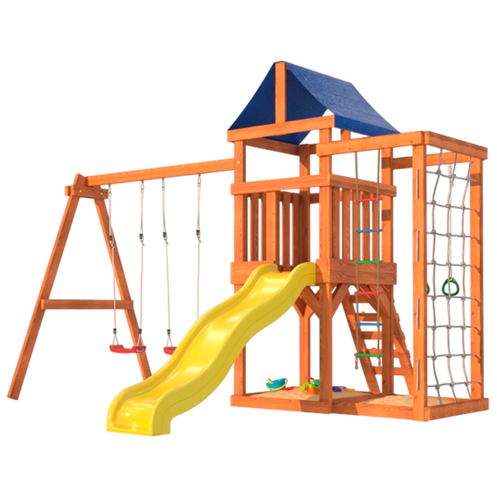 Детская площадка Fun Land с сеткой стенкой и качелями