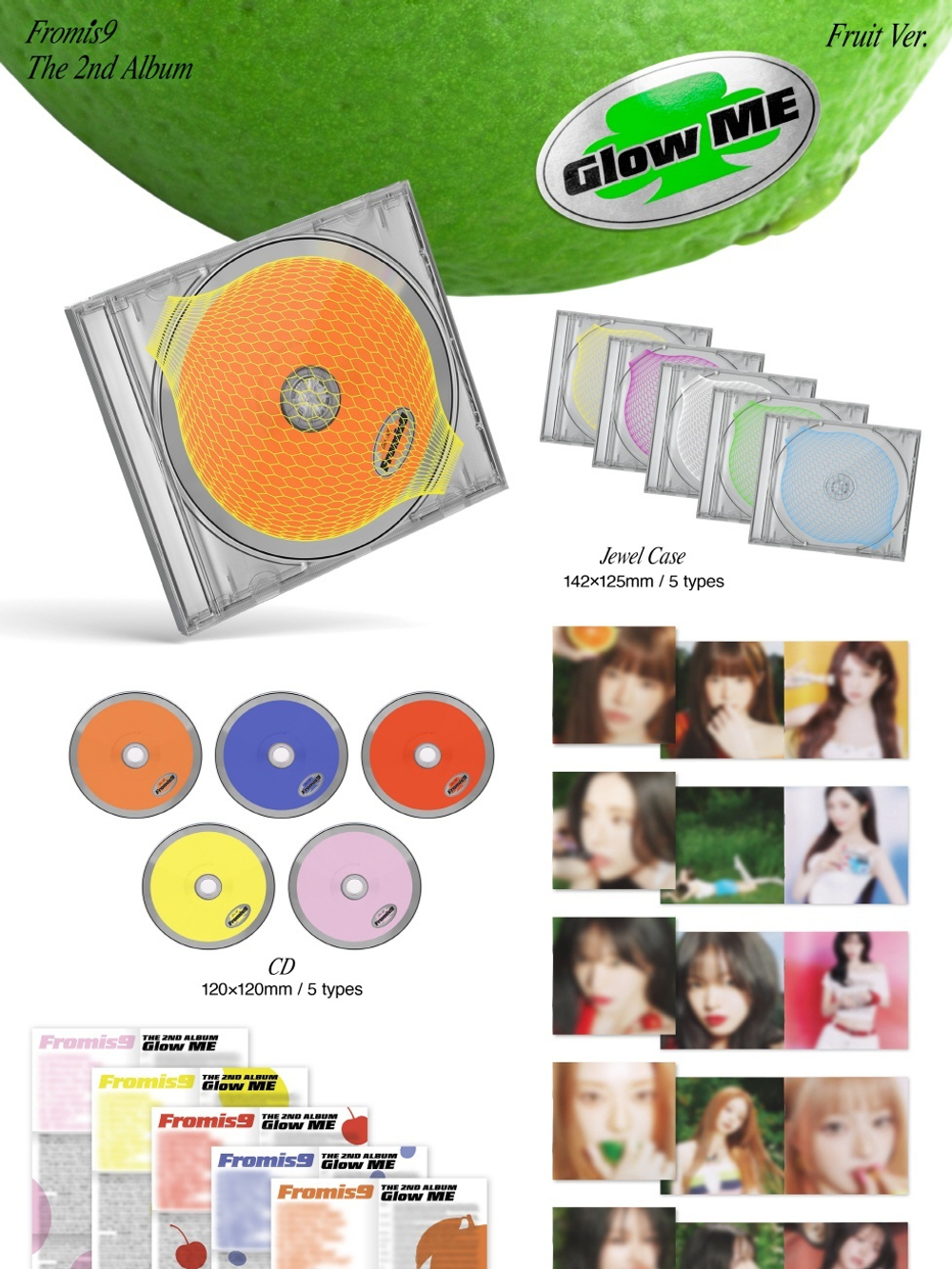 Альбом fromis_9 - GLOW ME 2nd Album FRUIT 5 Version SET