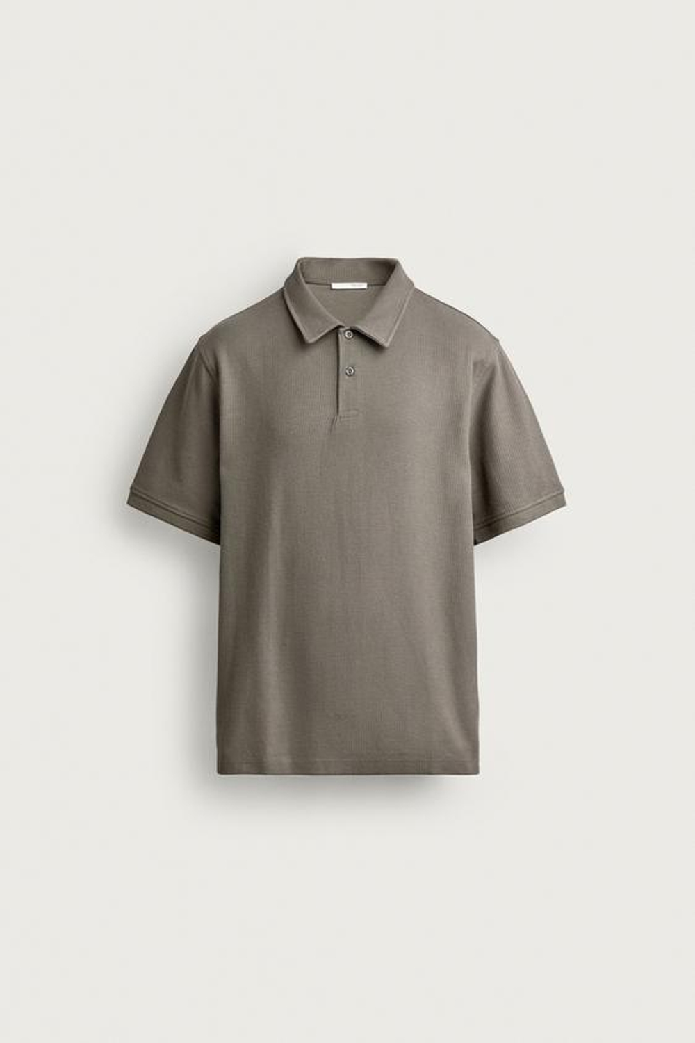 ZARA ПОЛО REGULAR FIT С РЕЛЬЕФНОЙ СТРУКТУРОЙ, СВЕТЛО-КОРИЧНЕВЫЙ