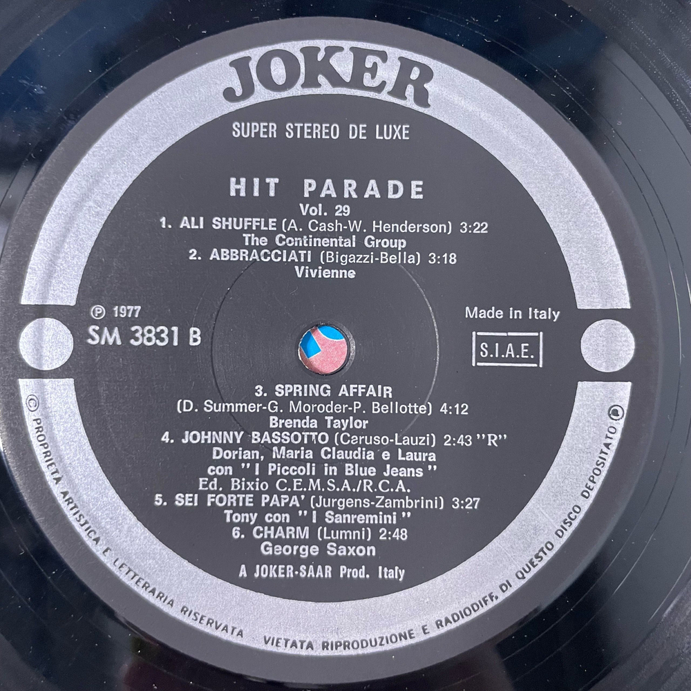 Винтажная виниловая пластинка LP Сборник Диско Hit Parade Vol. 29 (Италия 1977)