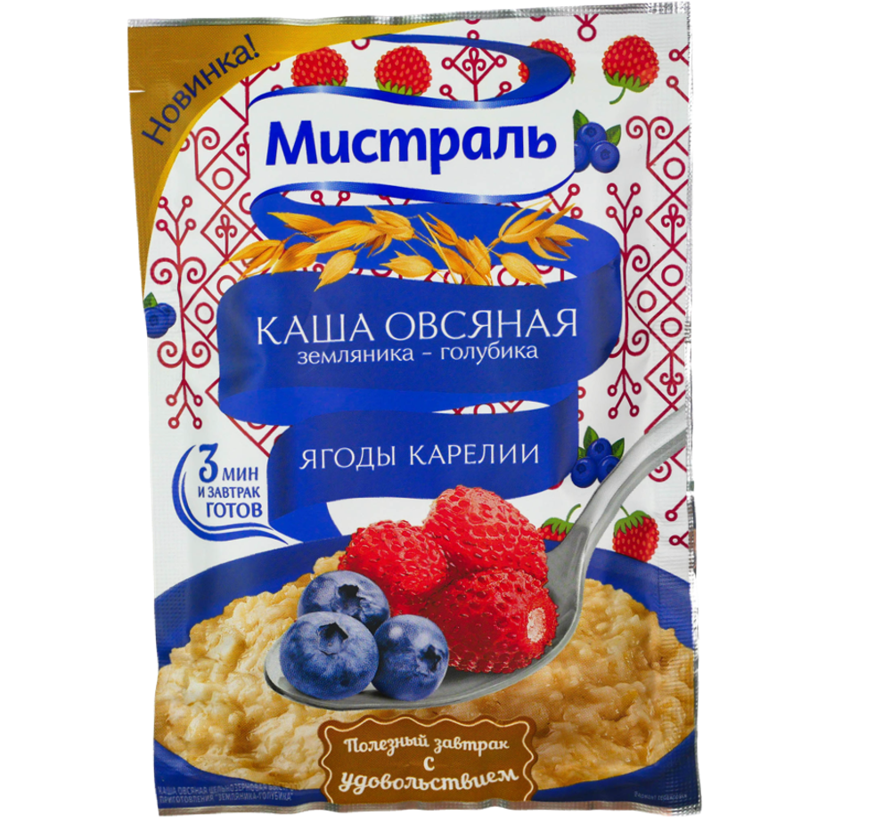 Каша овсяная МИСТРАЛЬ земляника голубика Ягоды Карелии 40г