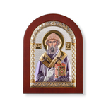 Спиридон, икона арочная, красное дерево, эмаль 105х140