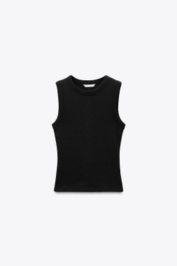 ZARA ТОП В РУБЧИК, ЧЕРНЫЙ