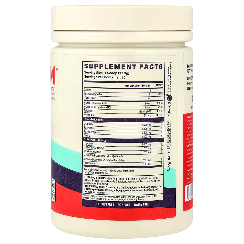 Podium Nutrition, Fuse 2025, предтренировочный комплекс, со вкусом кислого арбуза, 432,5 г (15,26 унции)
