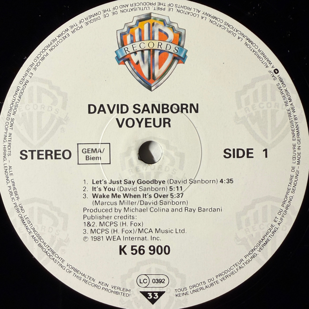 David Sanborn ‎– Voyeur (Германия 1981г.)