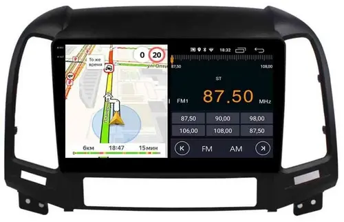 Магнитола для Hyundai Santa Fe 2 CM 2006-2012 (рамка черная) - Parafar PF208LUX1RN2K на Android 13, Быстрая, QLED+2K, CarPlay, 4G SIM-слот