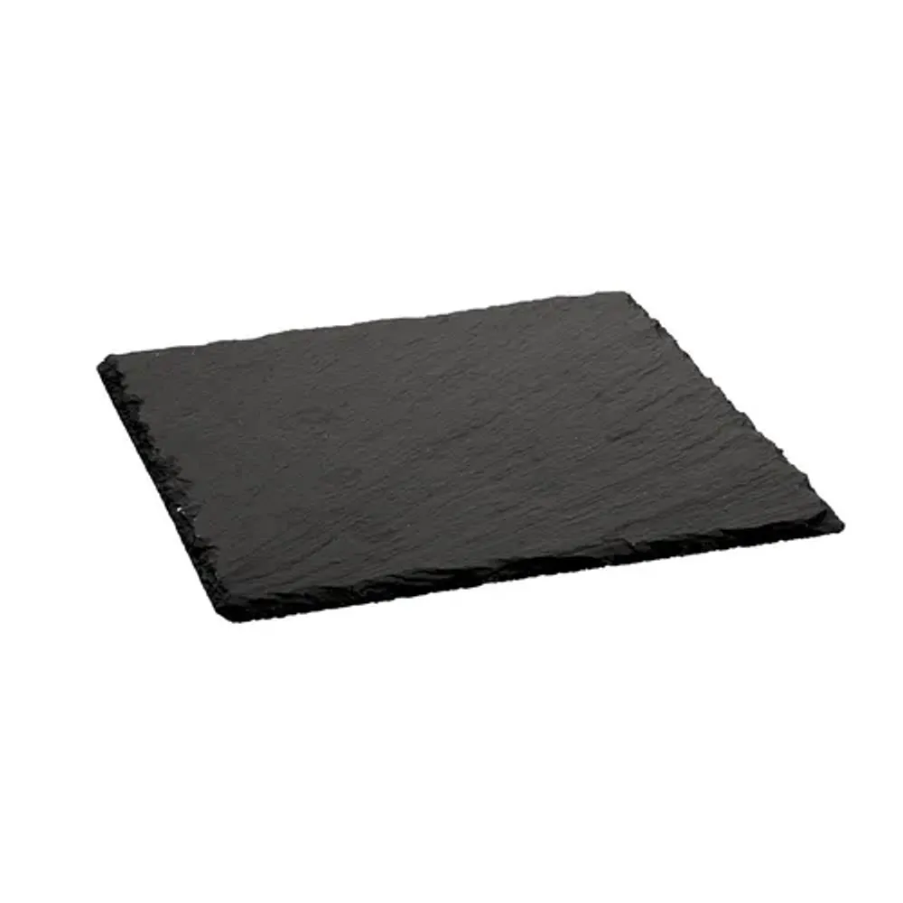 Блюдо квадратное 20*20 см h0,5 см для подачи черное сланец SUNNEX