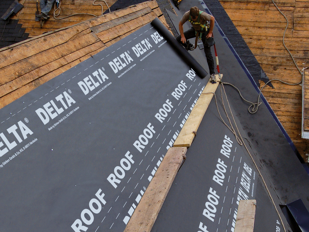 DELTA®-ROOF гидроизоляционная подложка под битумную плитку, Sd=90м, 220г/м2, 1,5м*50м