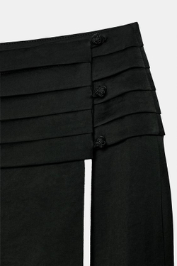 ZARA ЮБКА МИДИ С ПОЯСОМ — ZW COLLECTION, ЧЕРНЫЙ