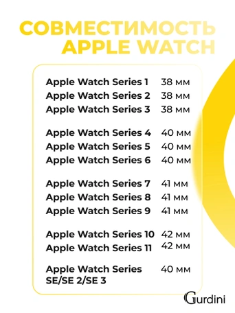 Ремешок Gurdini Sport Band (силиконовый) Apple Watch 38mm/40mm (S/M) Lemon Cream