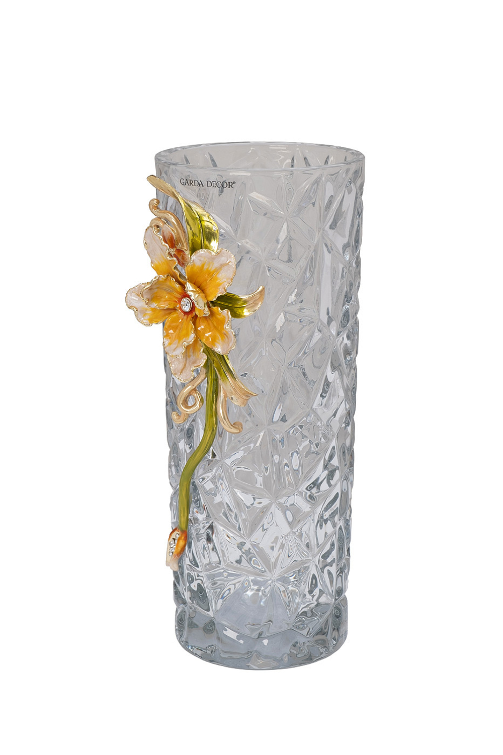 Ваза декоративная 17x12x29см Garda Decor с объемным золотым цветком