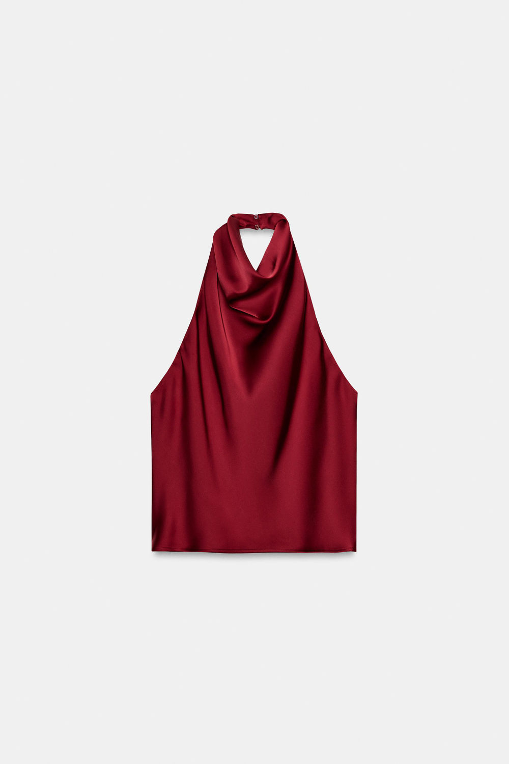 ZARA АТЛАСНЫЙ ТОП С ГОРЛОВИНОЙ ХАЛТЕР, МЯГКИЙ КРАСНЫЙ