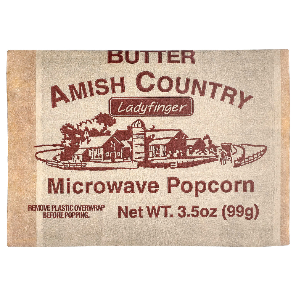 Amish Country Popcorn, попкорн для микроволновой печи, со сливочным маслом, 3 пакетика по 99 г (3,5 унции)