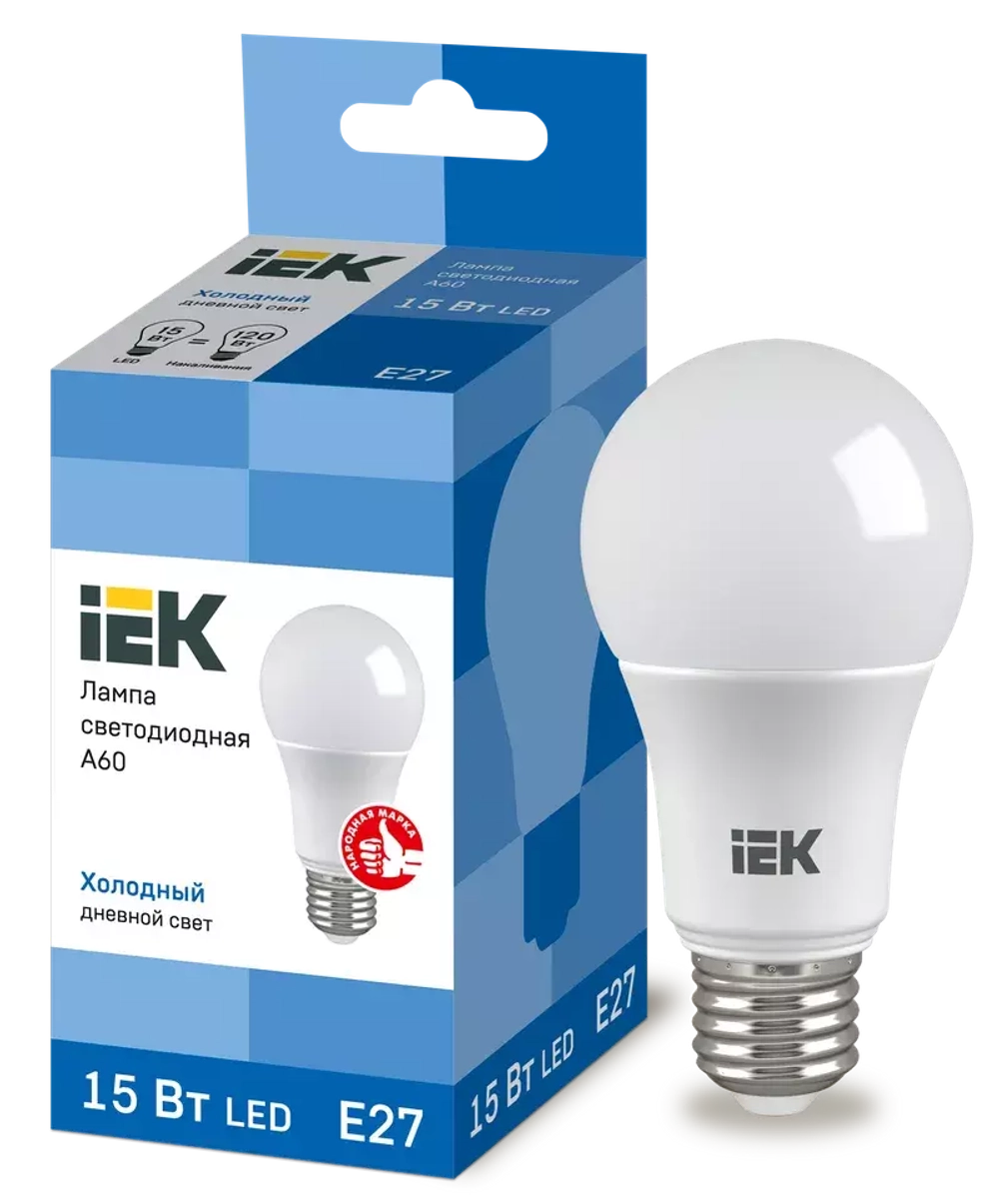 Лампа светодиодная ECO A60 шар 15Вт 230В 6500К Е27 IEK LLE-A60-15-230-65-E27