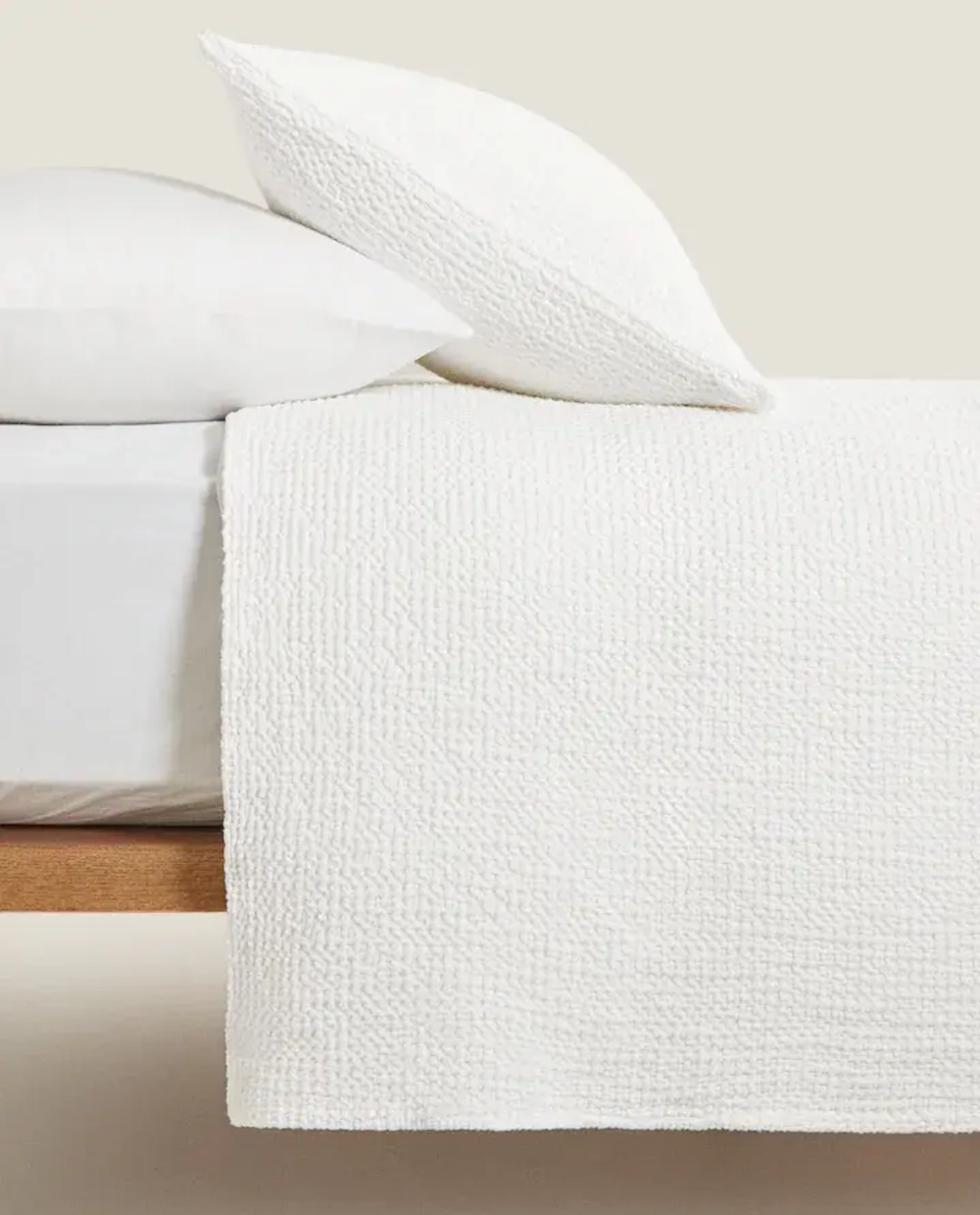 ZARA HOME ВАФЕЛЬНОЕ ПОКРЫВАЛО, БЕЛЫЙ