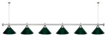 Лампа STARTBILLIARDS 6 пл. (плафоны антик медь,штанга зеленая,фурнитура золото)