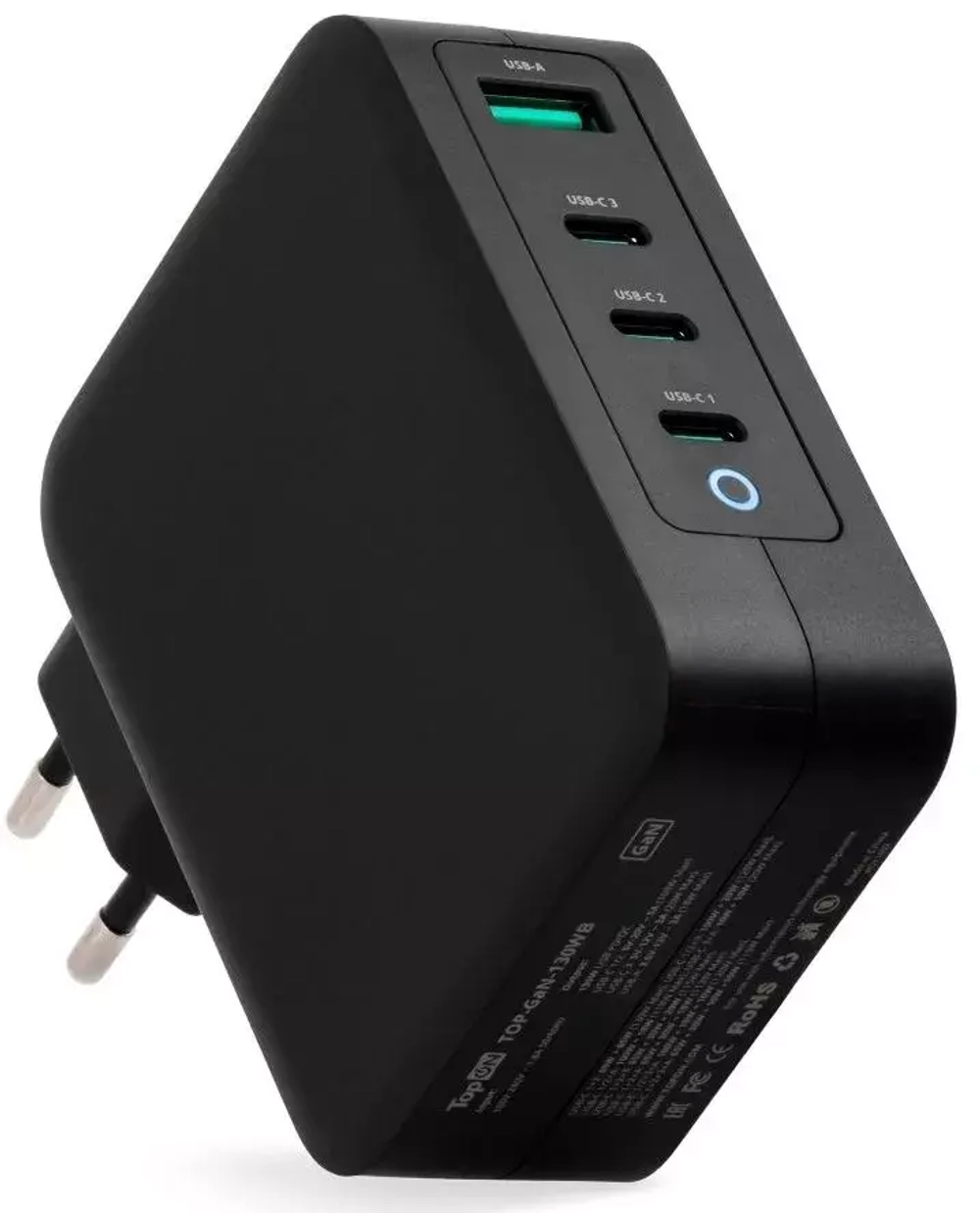 Сетевое зарядное устройство TopON GaN 130W USB + 3xType-C черный