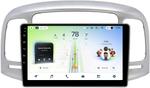 Магнитола для Hyundai Verna 2006-2010 (рамка серебро) - Teyes CC4L-DTS монитор 9" IPS, Android 14, Быстрая, Snapdragon 662, CarPlay, 4G SIM-слот